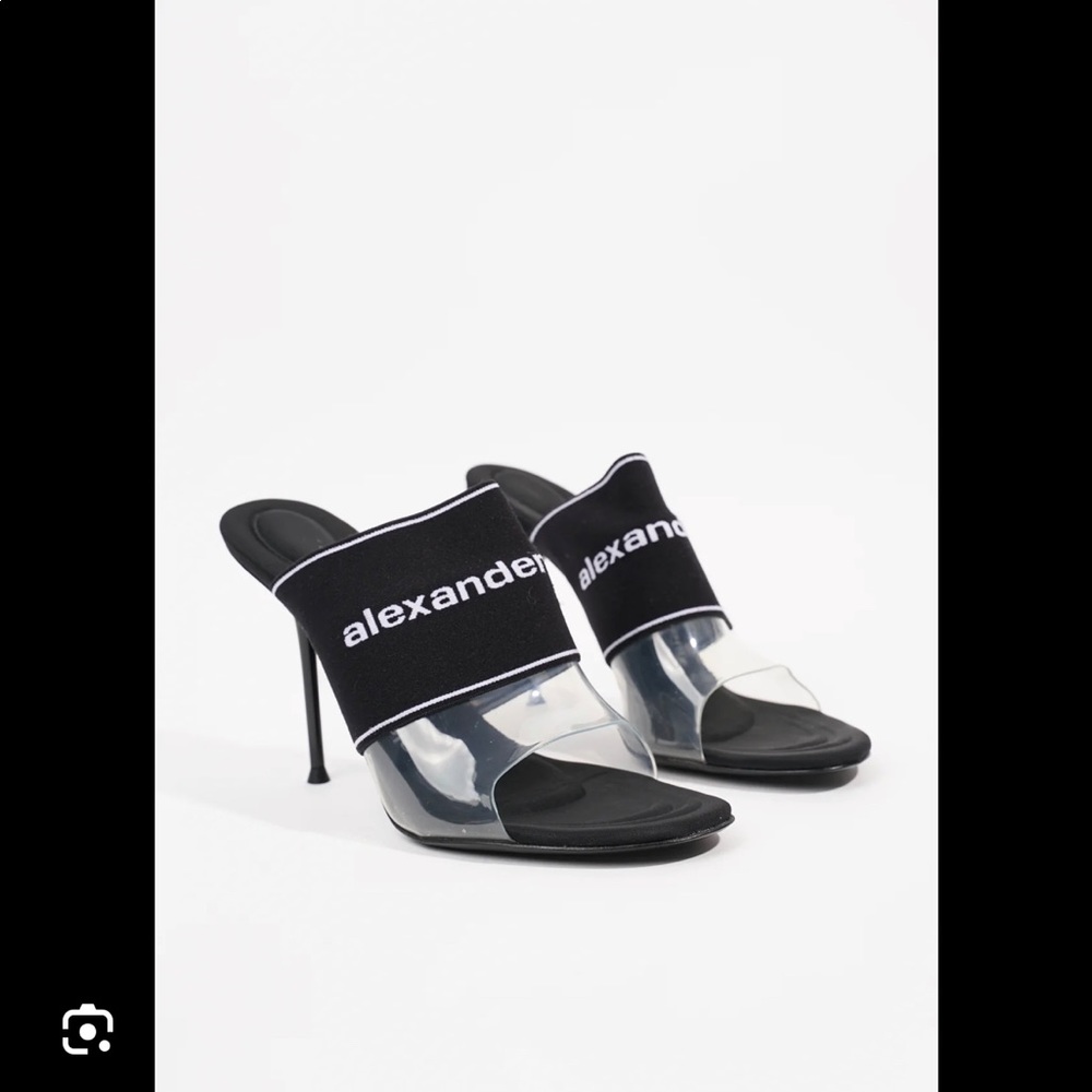 Alexander Wang Sienna Logo Elastic Black sandal mule heel 38